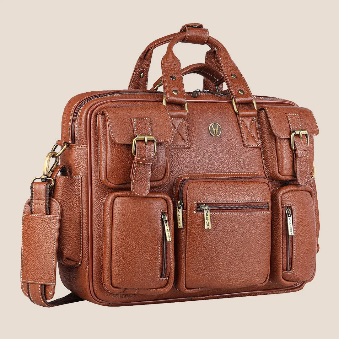 HAMPTON Leather Laptop Messenger Bag for Men