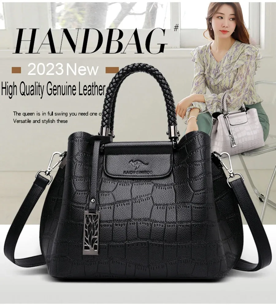 Hand-Knitted Genuine Leather Crossbody/ Shoulder Bags