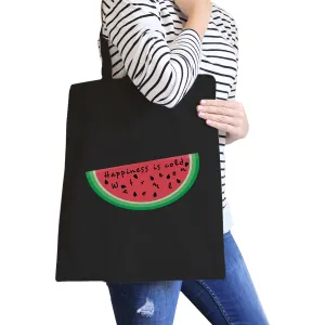 Happiness Is Cold Watermelon Eco-Friendly Cotton Shoulder Tote Bag