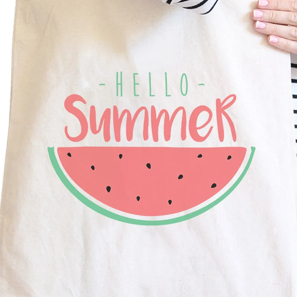 Hello Summer Watermelon Natural Canvas Bags