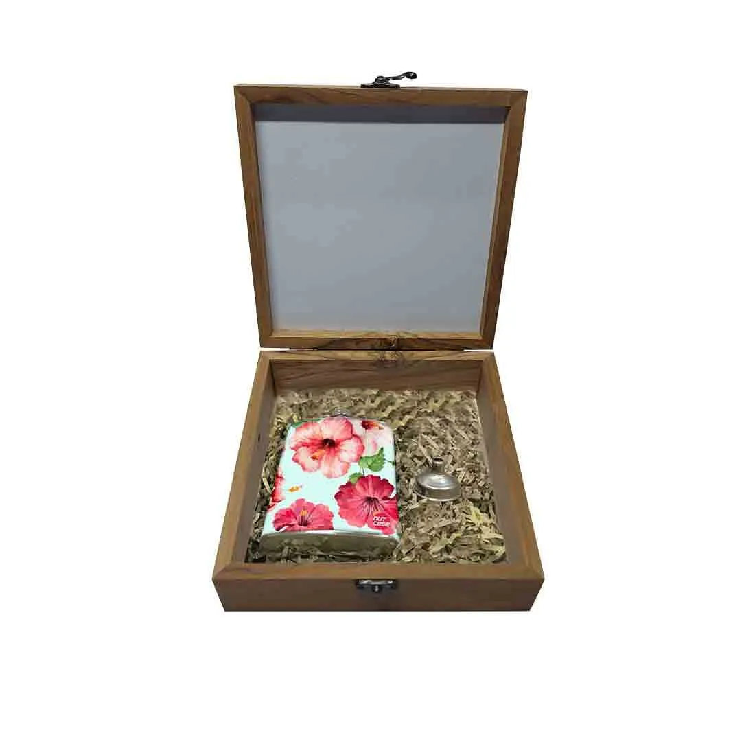 Hip Flask Gift Box -Hip Flask For Women - Hibiscus Flower