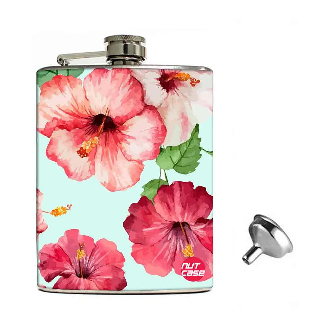 Hip Flask Gift Box -Hip Flask For Women - Hibiscus Flower