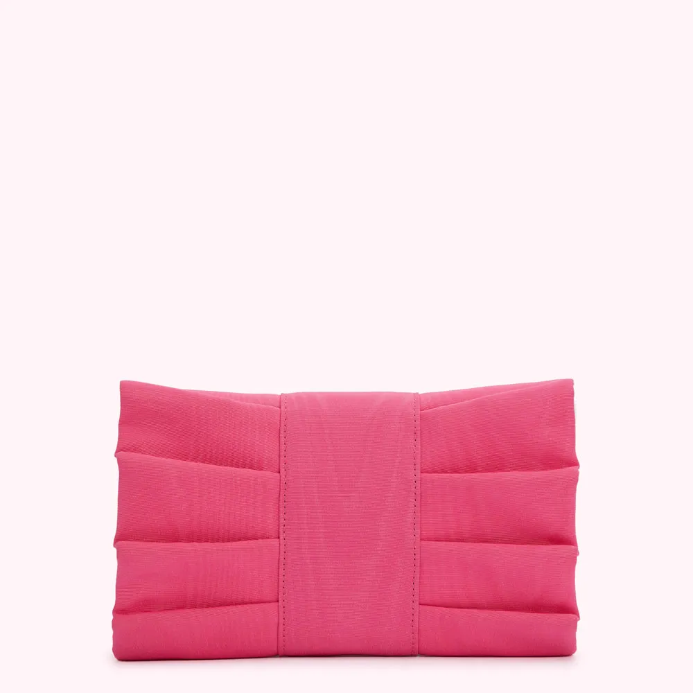 HOT PINK MOIRE BOW CLUTCH