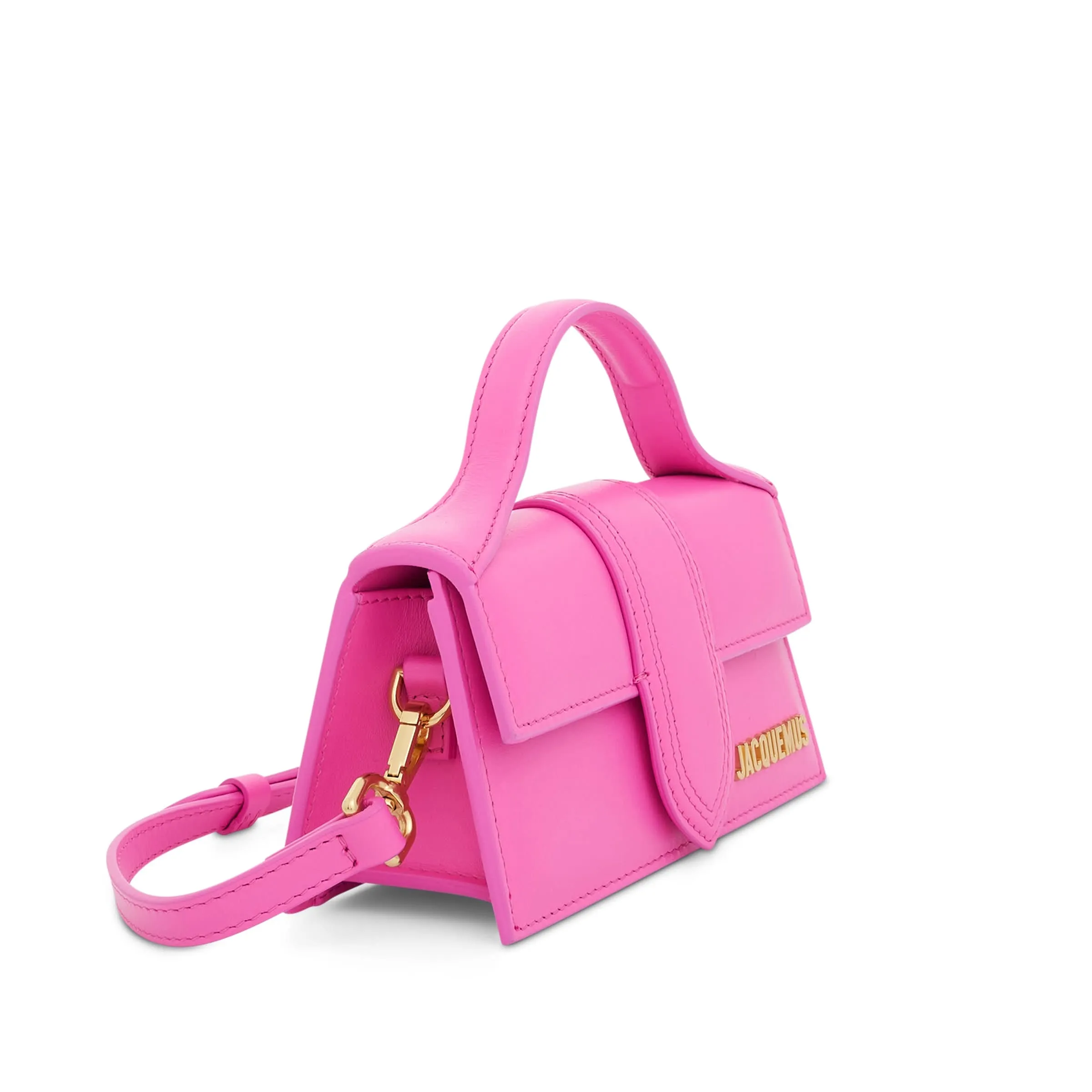 Le Bambino Mini Leather Bag in Neon Pink