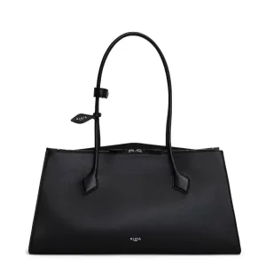 Le Teckel Tote, Grained Leather, Black