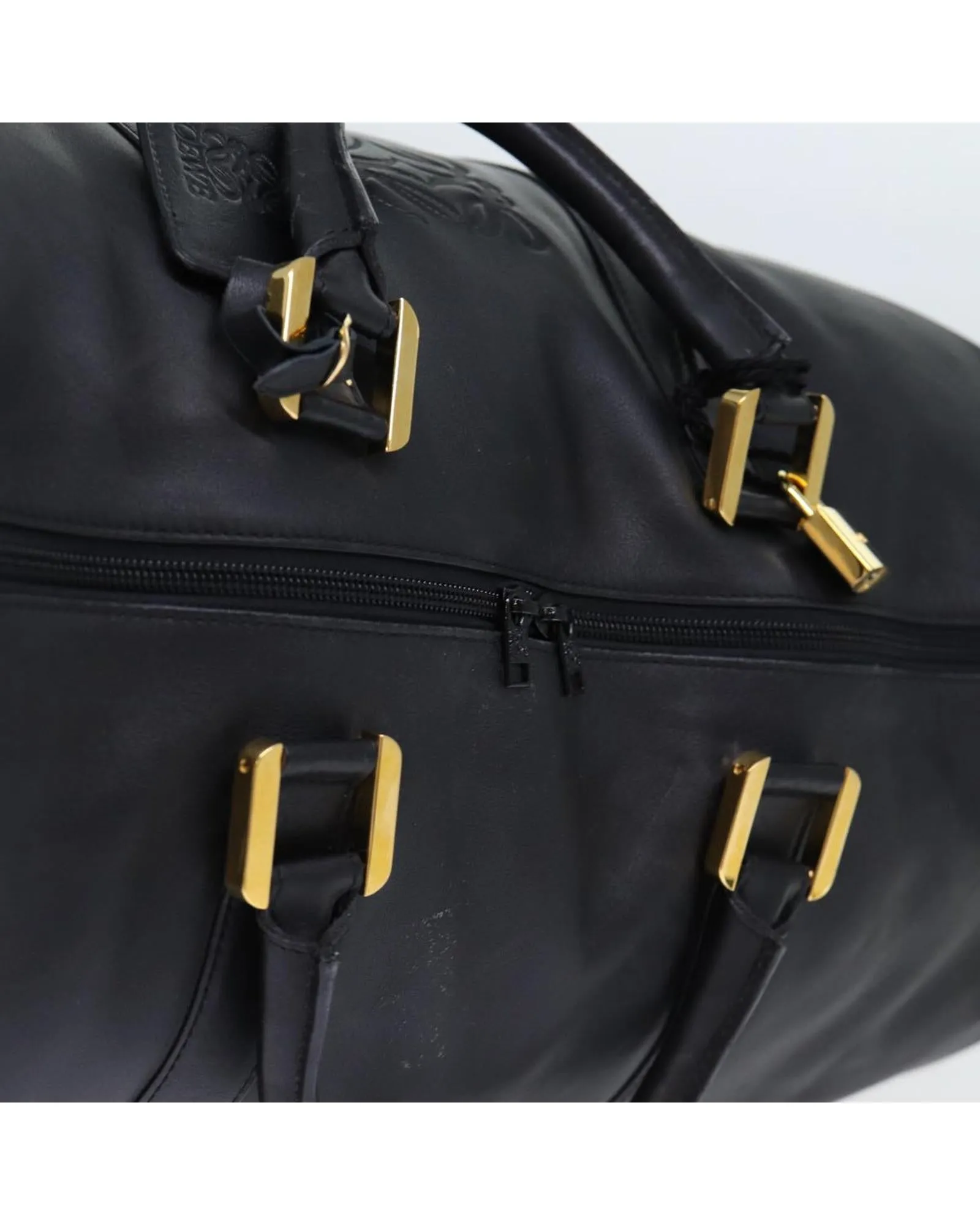 Leather 2way Boston Bag with Padlock and Clochette