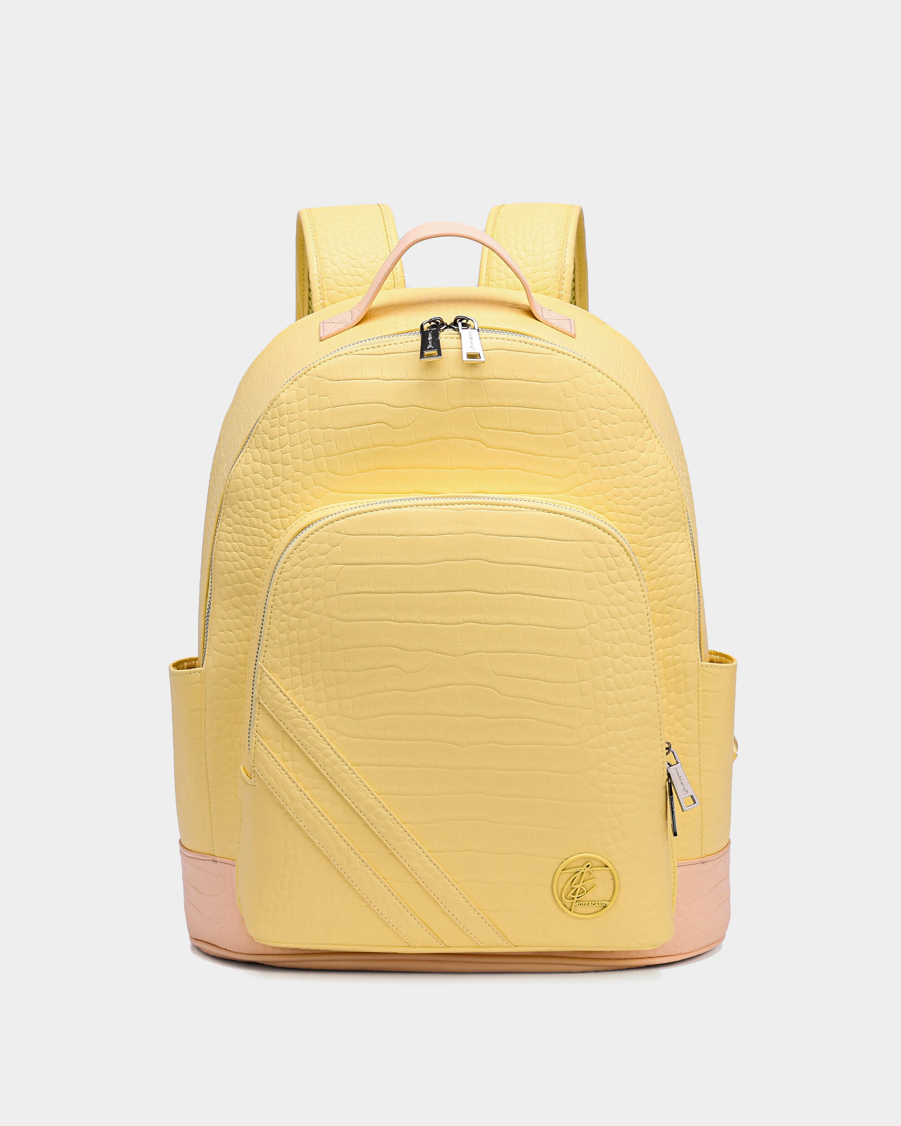 Leather Backpack in Yellow