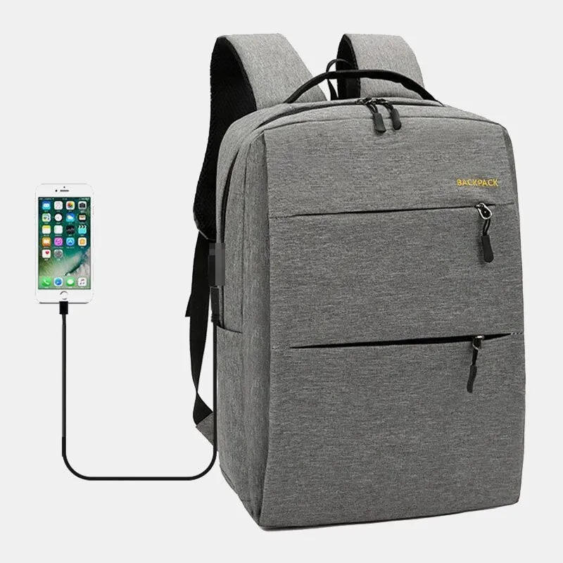 Men 3PCS Nylon USB Charging Wear-resistance Fashion Casual Laptop Bag Backpack Crossbody Clutch