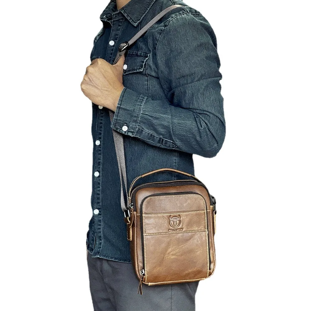 Men Genuine Leather Multi-pocket Casual Crossbody Bag Shoulder