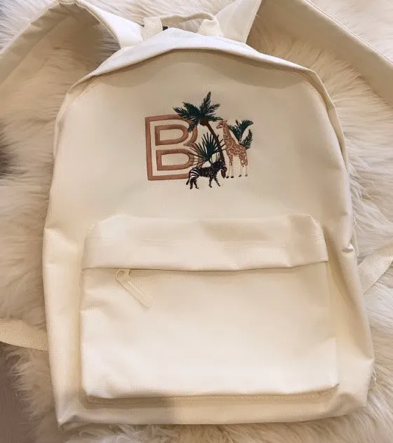 Personalised Cream large backpack