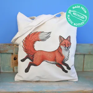 Red Fox Kitsune Tote Bag ~ Made from Recycled Plastic!