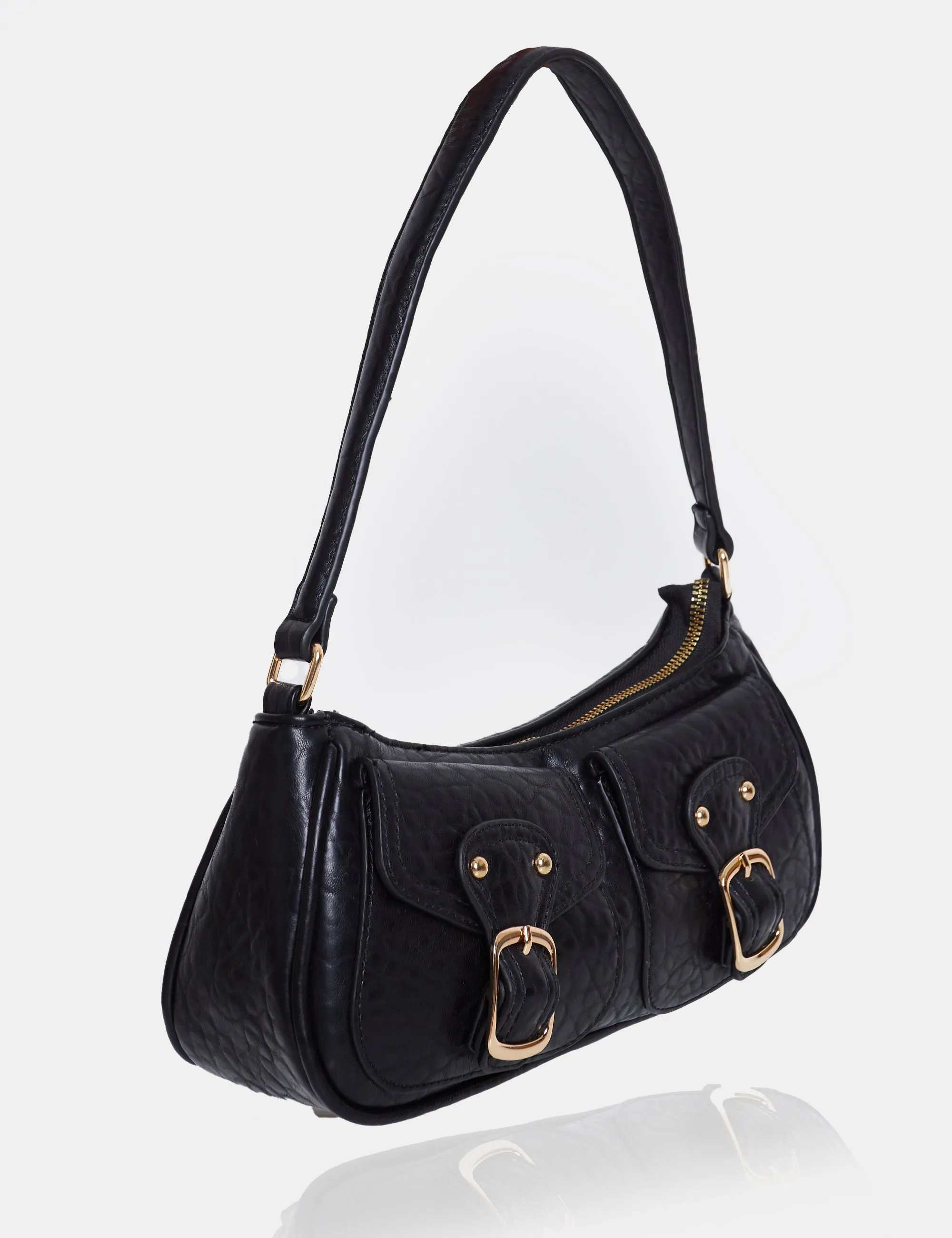 Rodeo Black Double Pocket Buckle Handbag