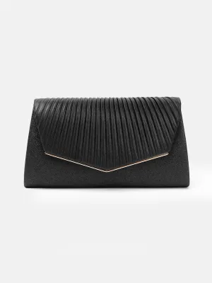 RORY GLITTER ENVELOPE CLUTCH BAG IN BLACK