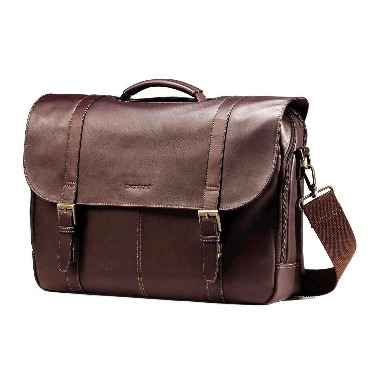 Samsonite Colombian Leather Flapover Double Gusset Case Brown