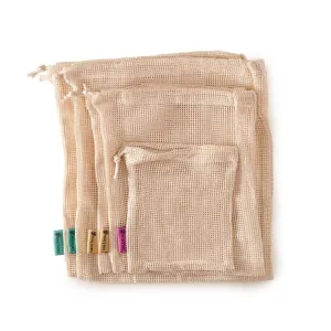 Set of 5: Organic cotton mesh produce bags