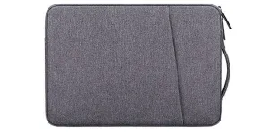 Sleek And Stylish Slant Zipper Designed Laptop Sleeve- Grey