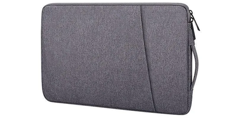 Sleek And Stylish Slant Zipper Designed Laptop Sleeve- Grey