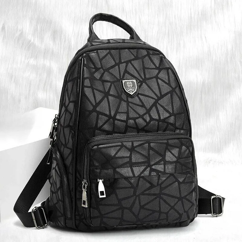 Stone Pattern Leather Backpacks