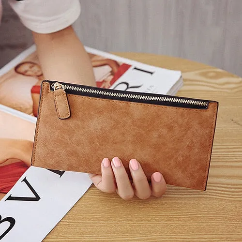 Stylish Casual Women's Long Leather Purse For Money Card Lipstick