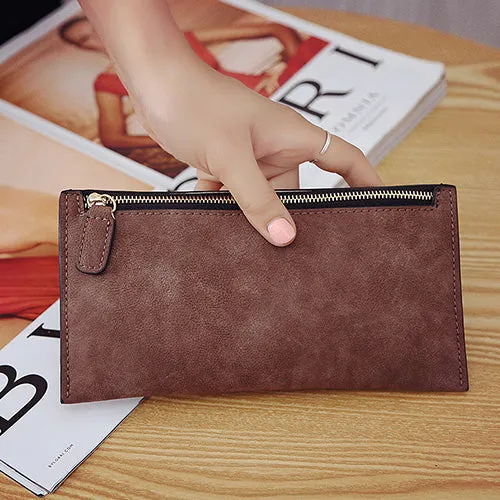 Stylish Casual Women's Long Leather Purse For Money Card Lipstick