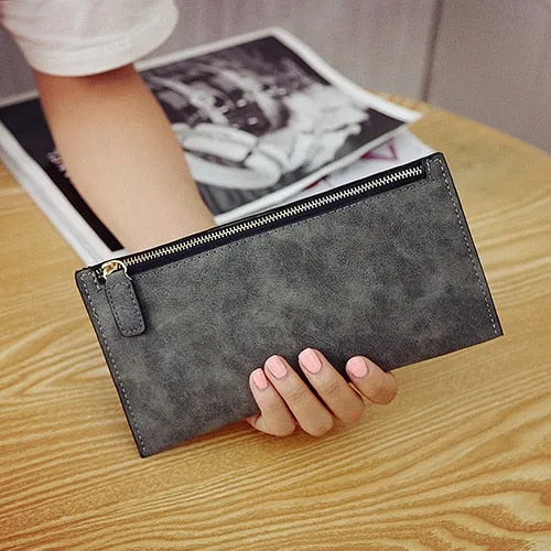 Stylish Casual Women's Long Leather Purse For Money Card Lipstick