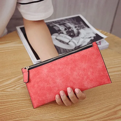 Stylish Casual Women's Long Leather Purse For Money Card Lipstick