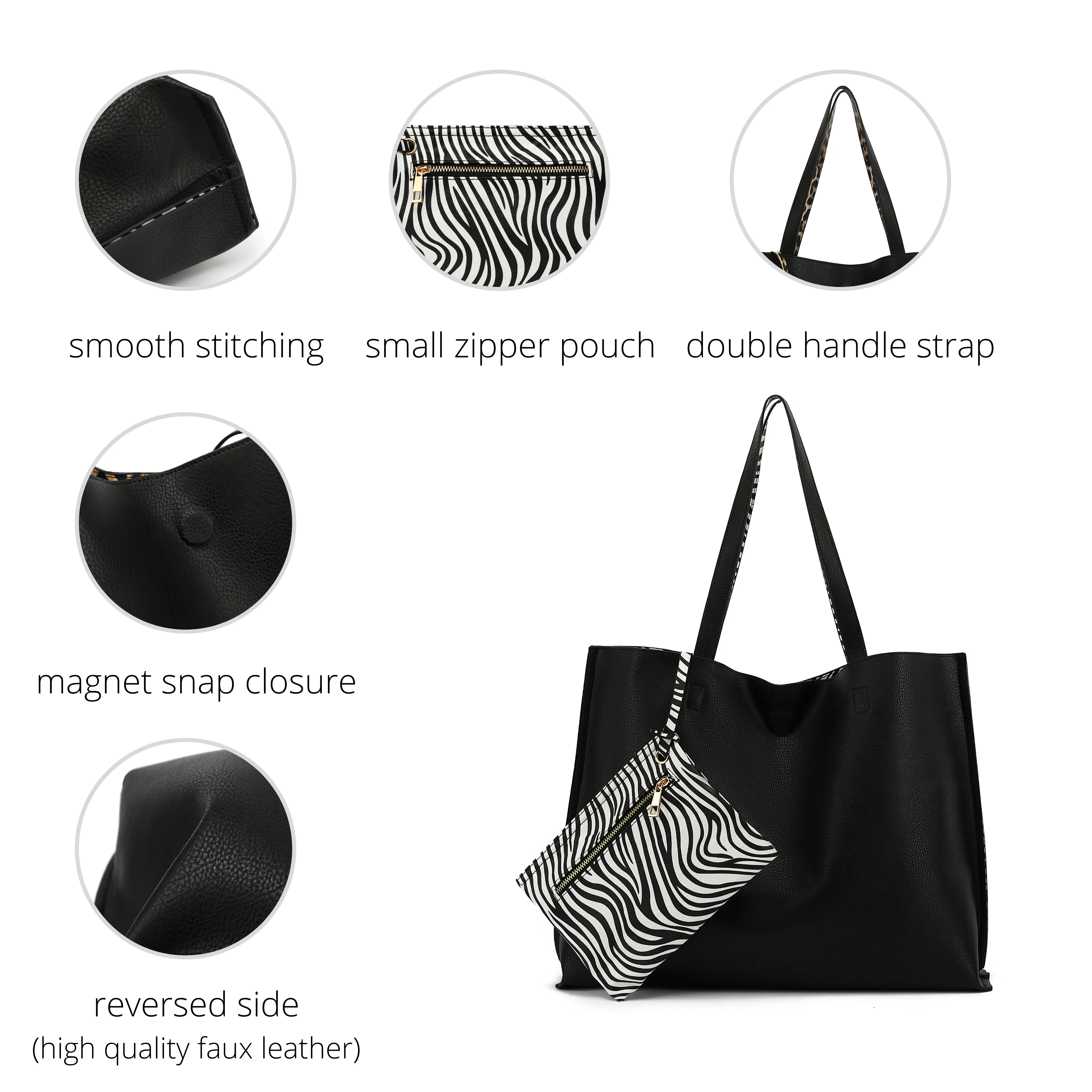 Stylish Reversible Tote Handbag H1842