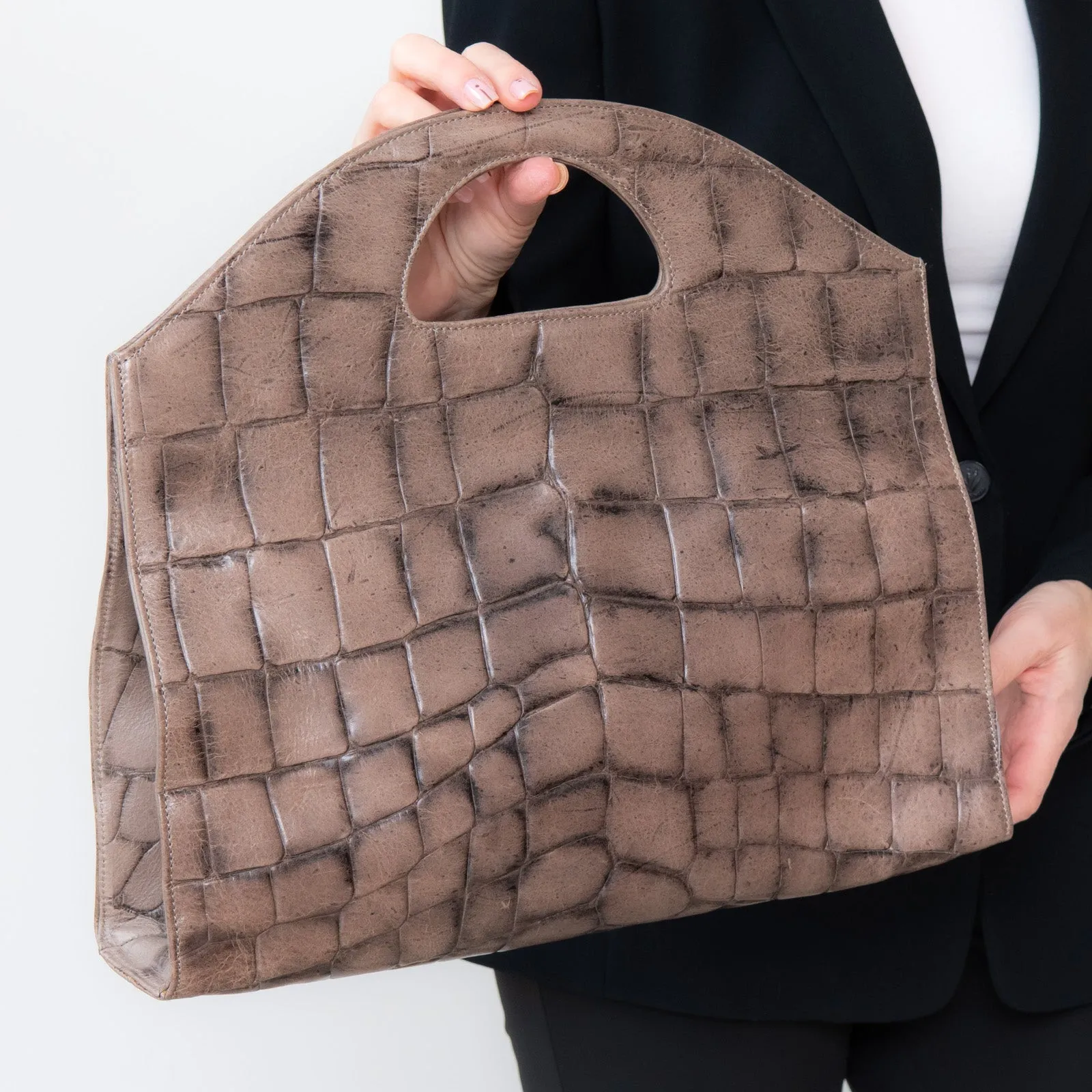 Tissa Fontaneda  Grey Mock Croc Bag