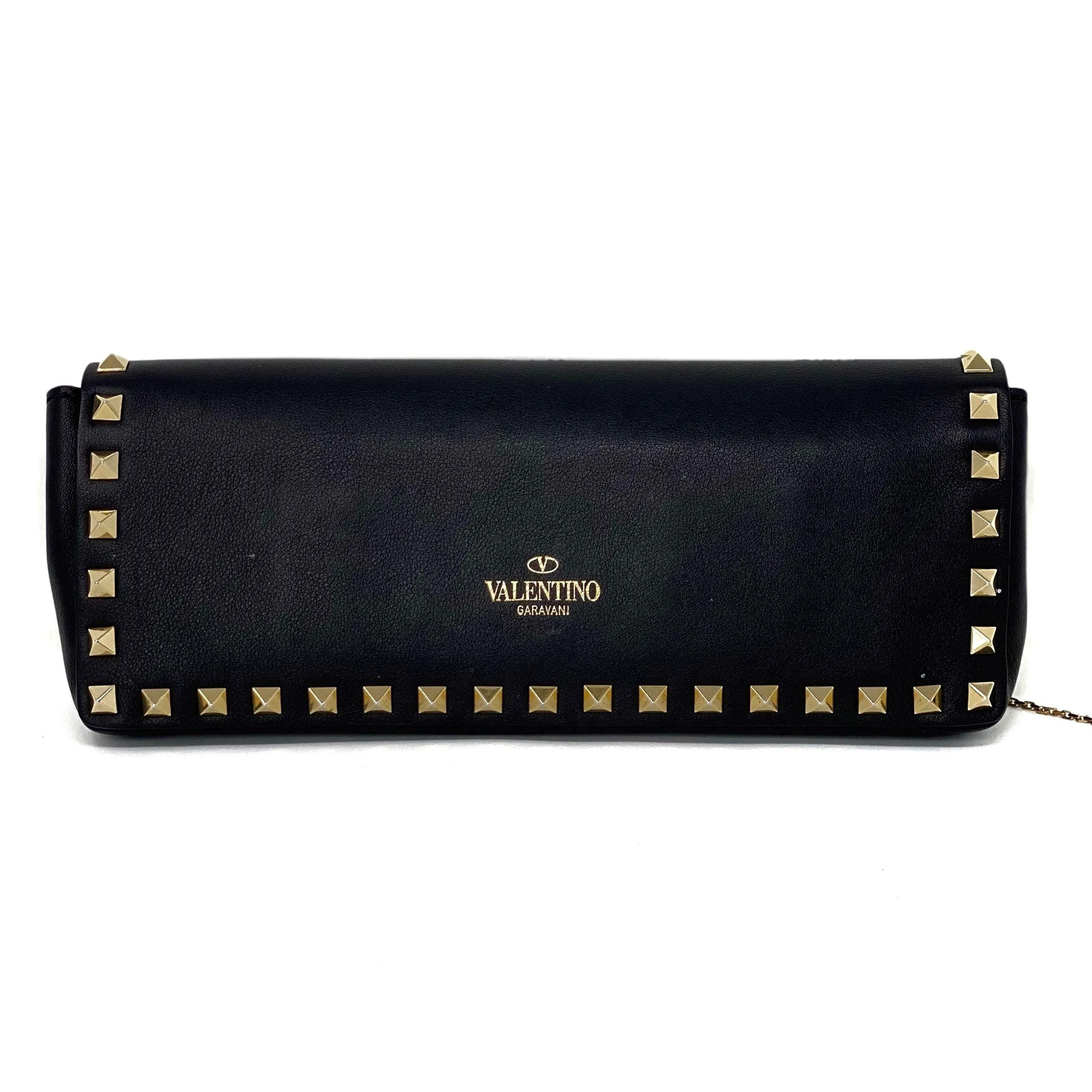 Valentino Black Rockstud Bracelet Clutch