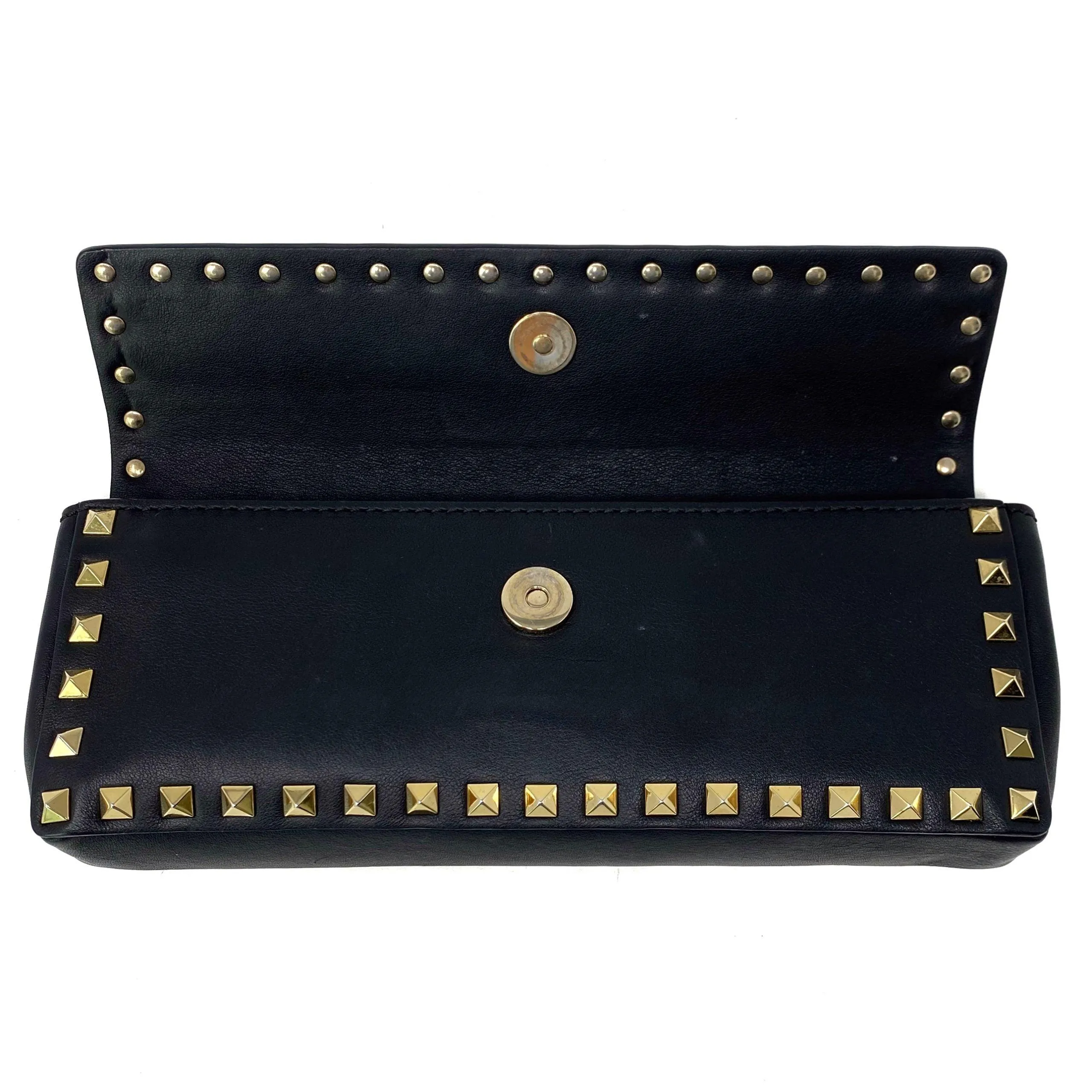 Valentino Black Rockstud Bracelet Clutch