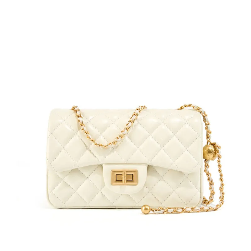 Women Fashion Quilted Sheepskin Chain Strap Cross Body Bag