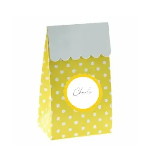 Yellow Spotted Treat Box & Scalloped Label Sticker