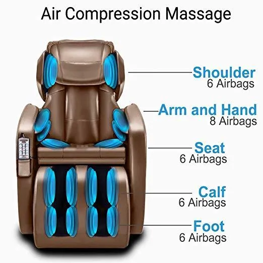 Zero Gravity Full Body Shiatsu Luxurious Electric Massage Chair (Coffee)